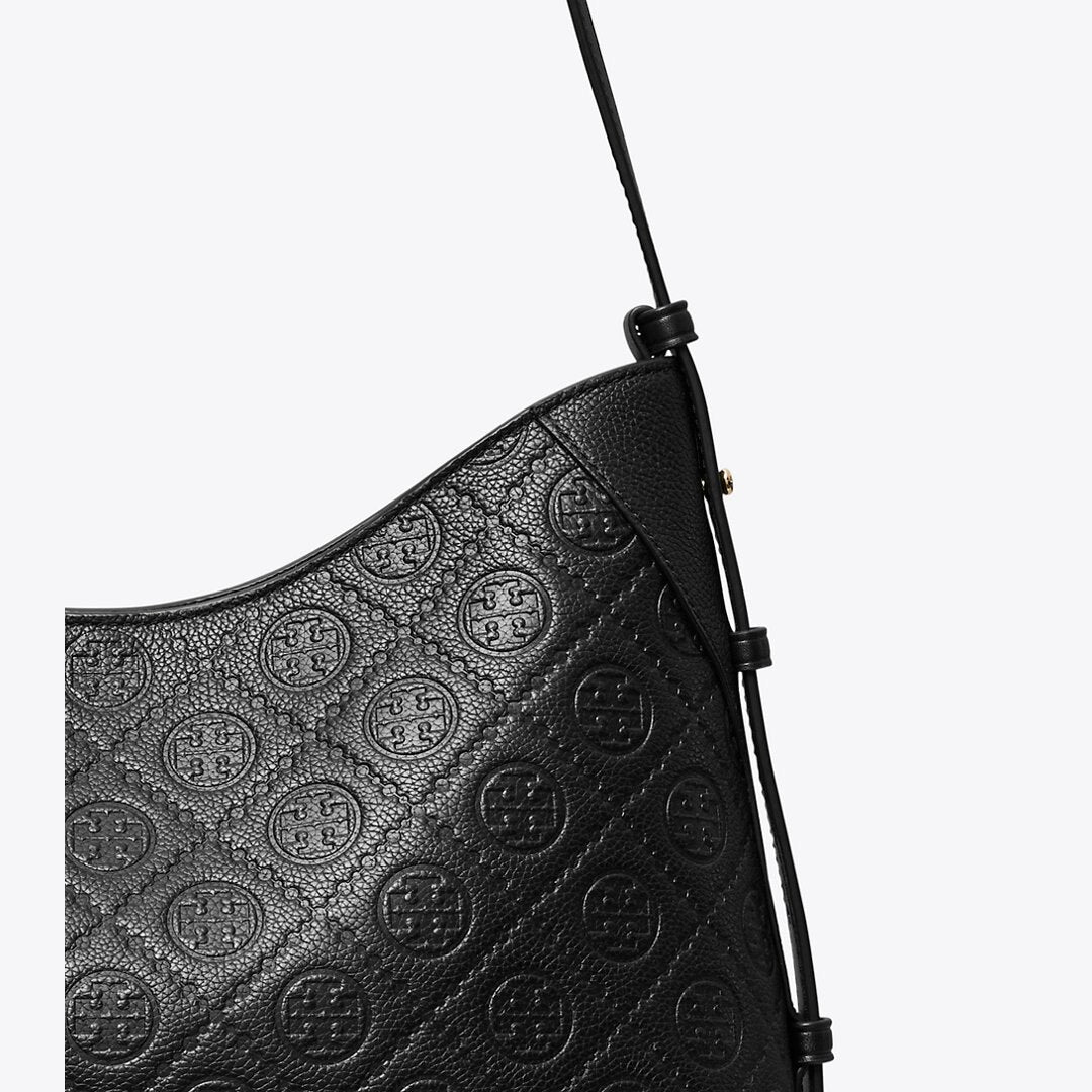 Tory Burch T Monogram Pebble Messenger Bag Black