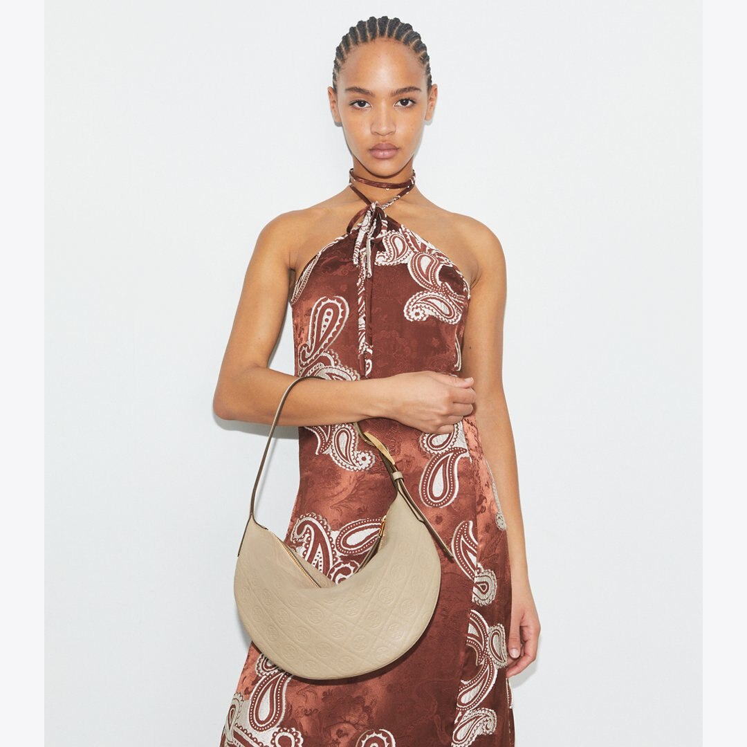 Tory Burch T Monogram Pebble Small Balloon Bag Fresh Clay