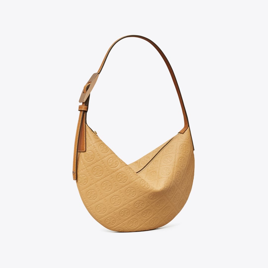 Tory Burch T Monogram Pebble Small Balloon Bag Biscotti