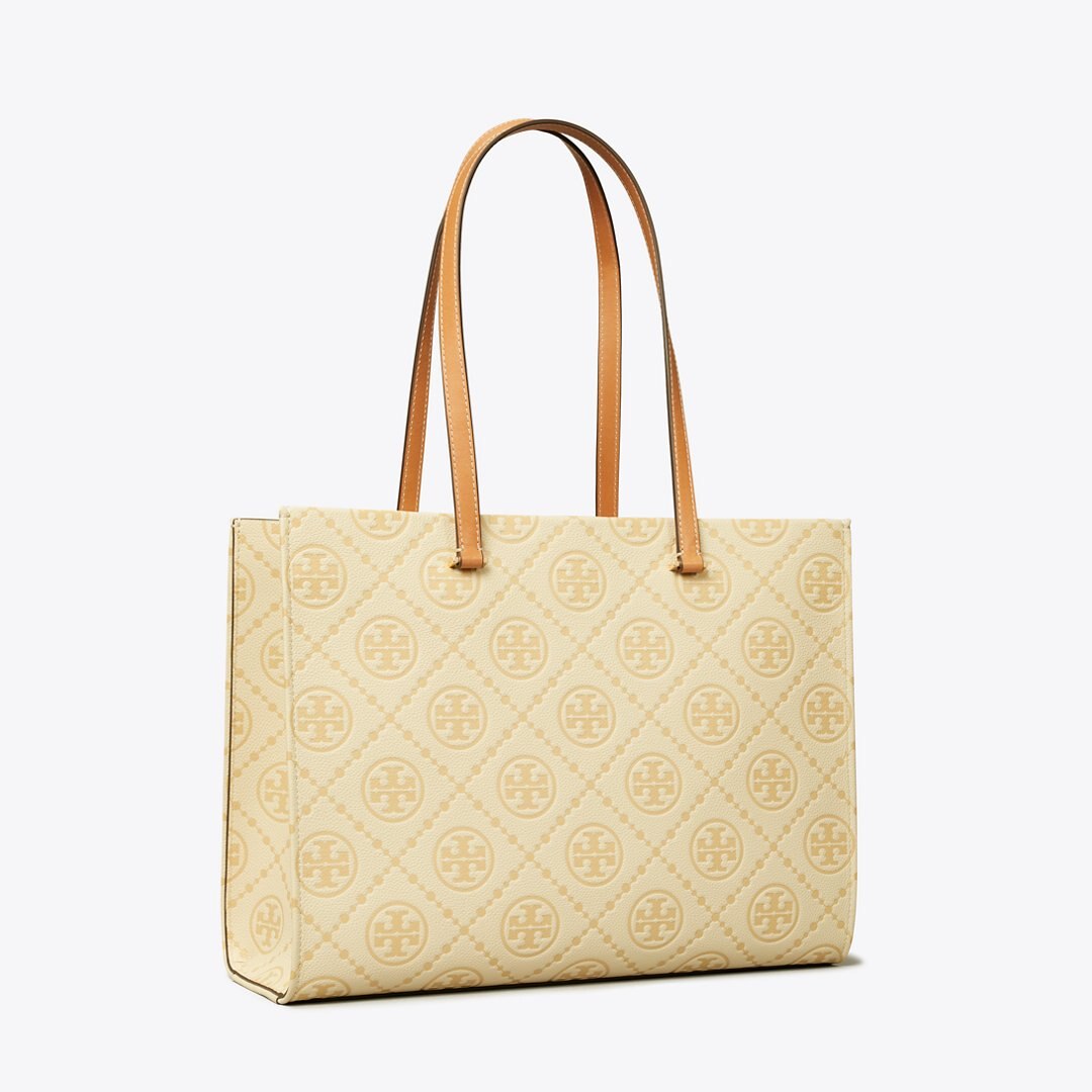 Tory Burch T Monogram Pebble Tote Biscotti
