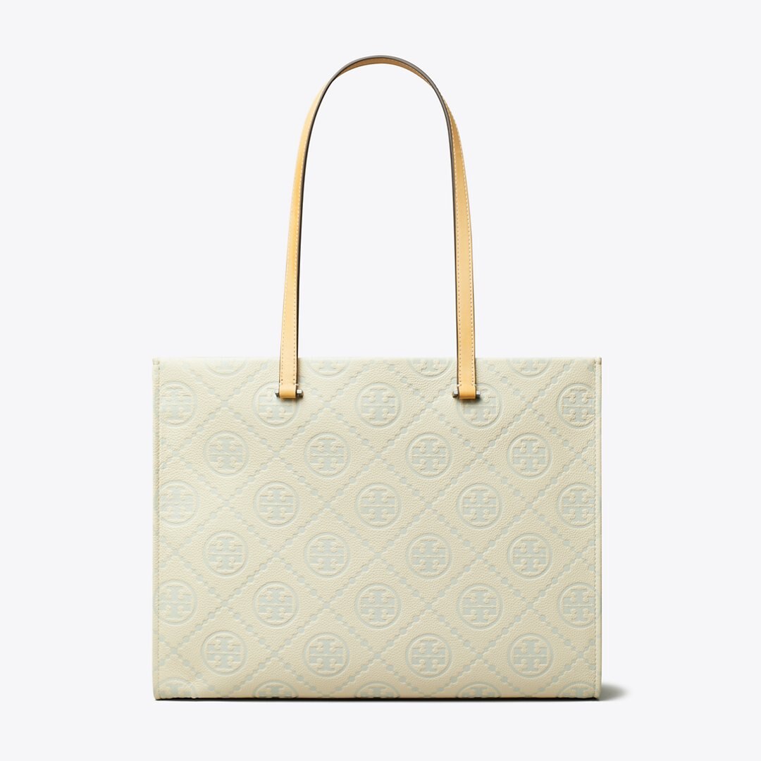 Tory Burch T Monogram Pebble Tote Light Titanium