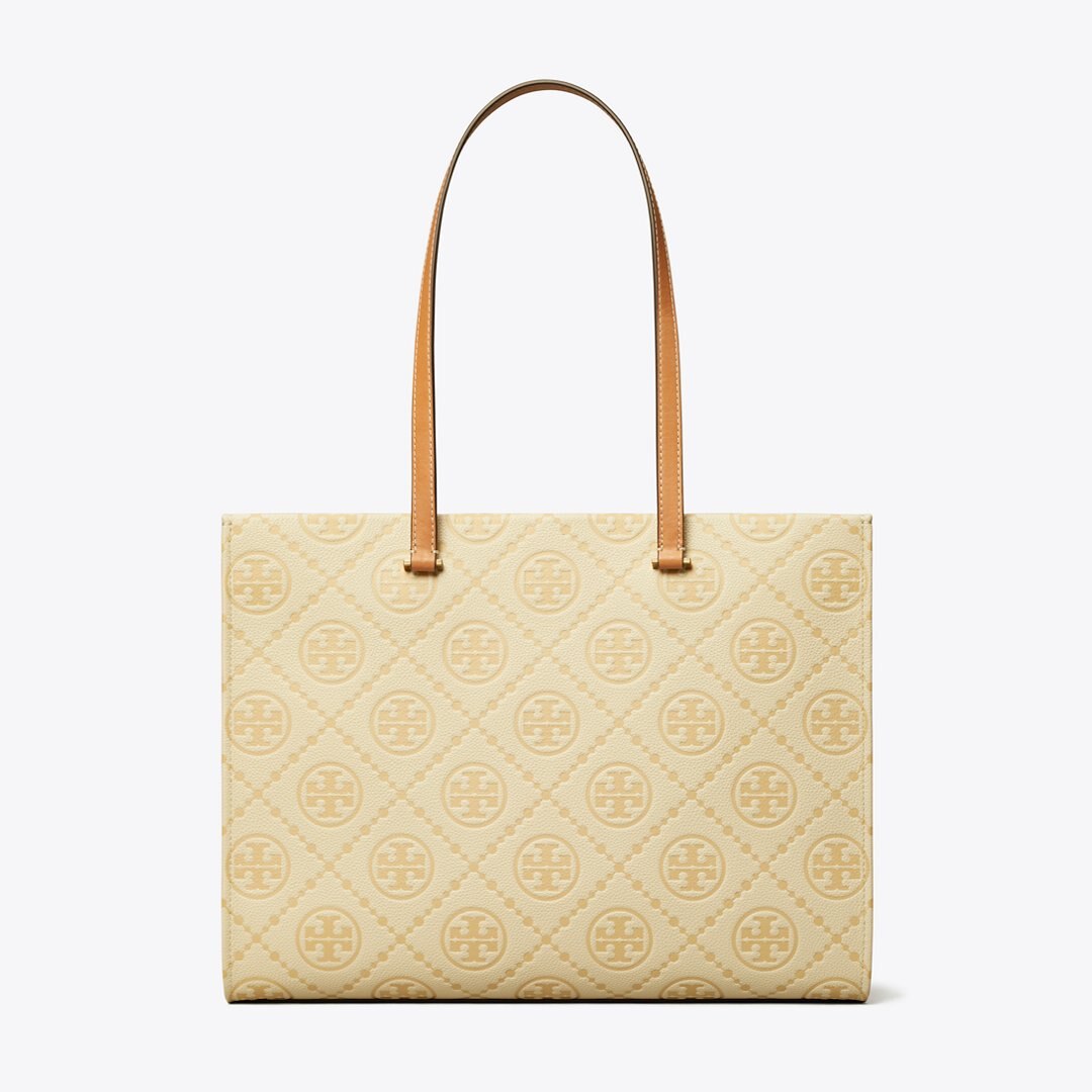 Tory Burch T Monogram Pebble Tote Biscotti