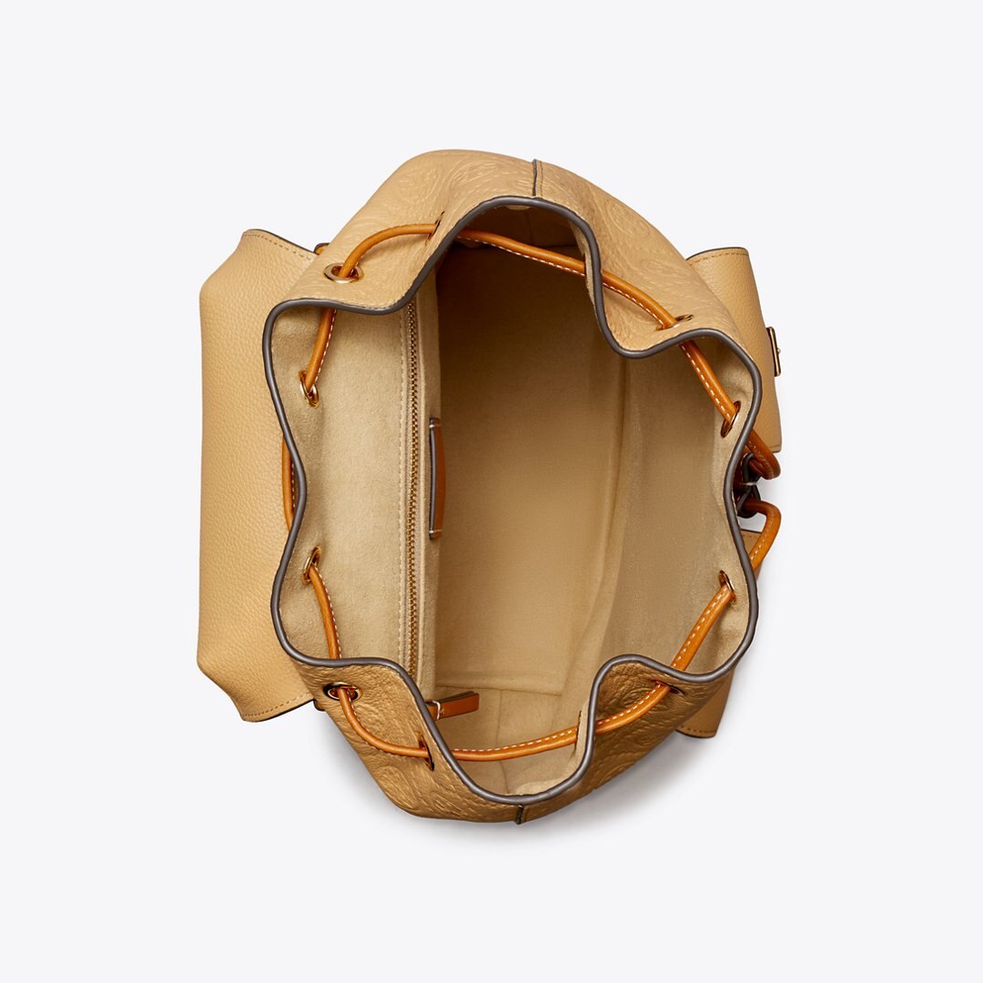 Tory Burch T Monogram Pebbled Backpack Biscotti