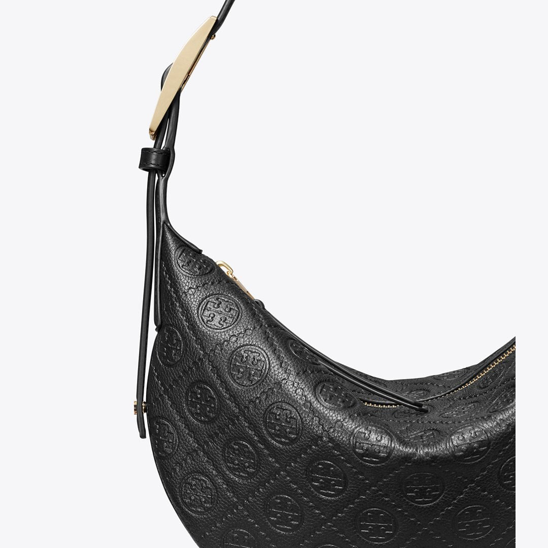 Tory Burch T Monogram Pebbled Small Balloon Bag Black