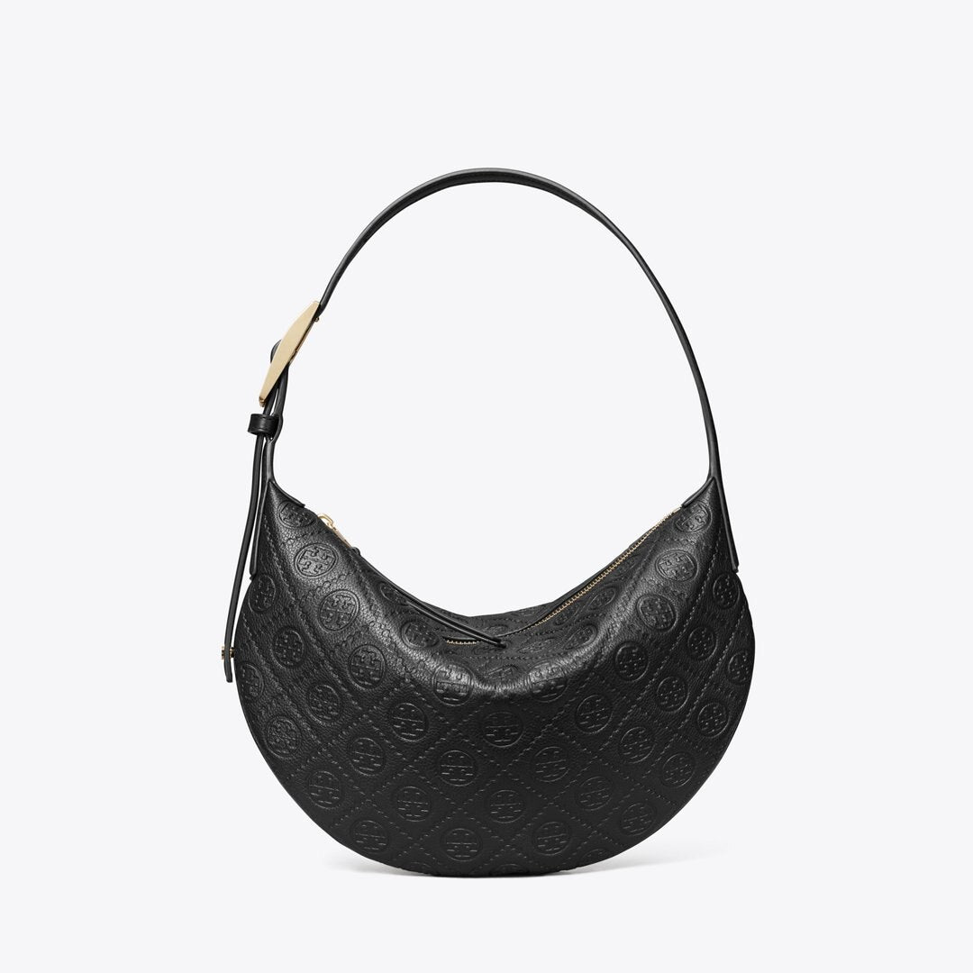 Tory Burch T Monogram Pebbled Small Balloon Bag Black