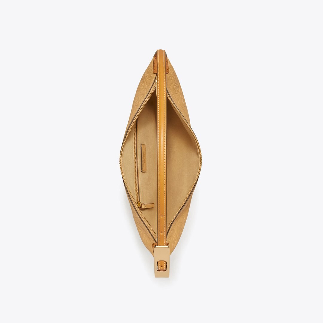 Tory Burch T Monogram Pebbled Small Balloon Bag Biscotti