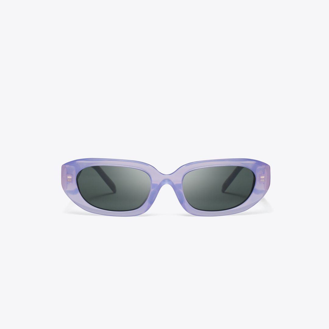 Tory Burch T Monogram Rectangle Sunglasses MILKY PURPLE/GREY