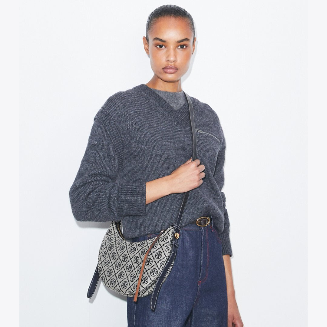 Tory Burch T Monogram Romy Half Moon Bag Tory Navy