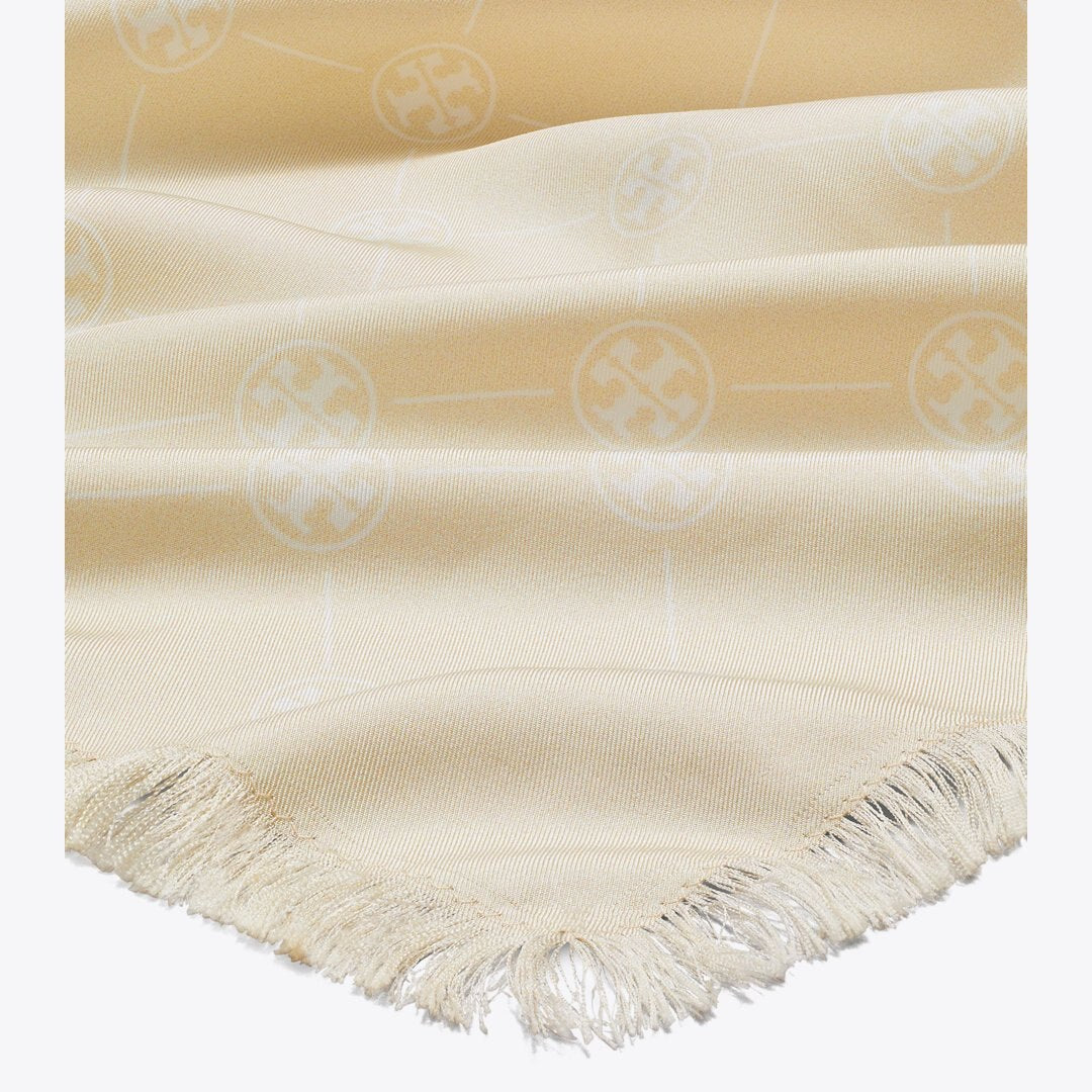 Tory Burch T Monogram Silk Oblong Scarf Pink/Yellow