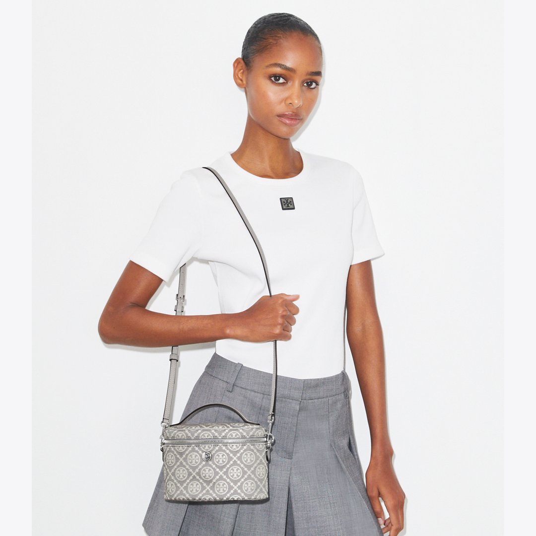 Tory Burch T Monogram Soft Vanity Case Gray