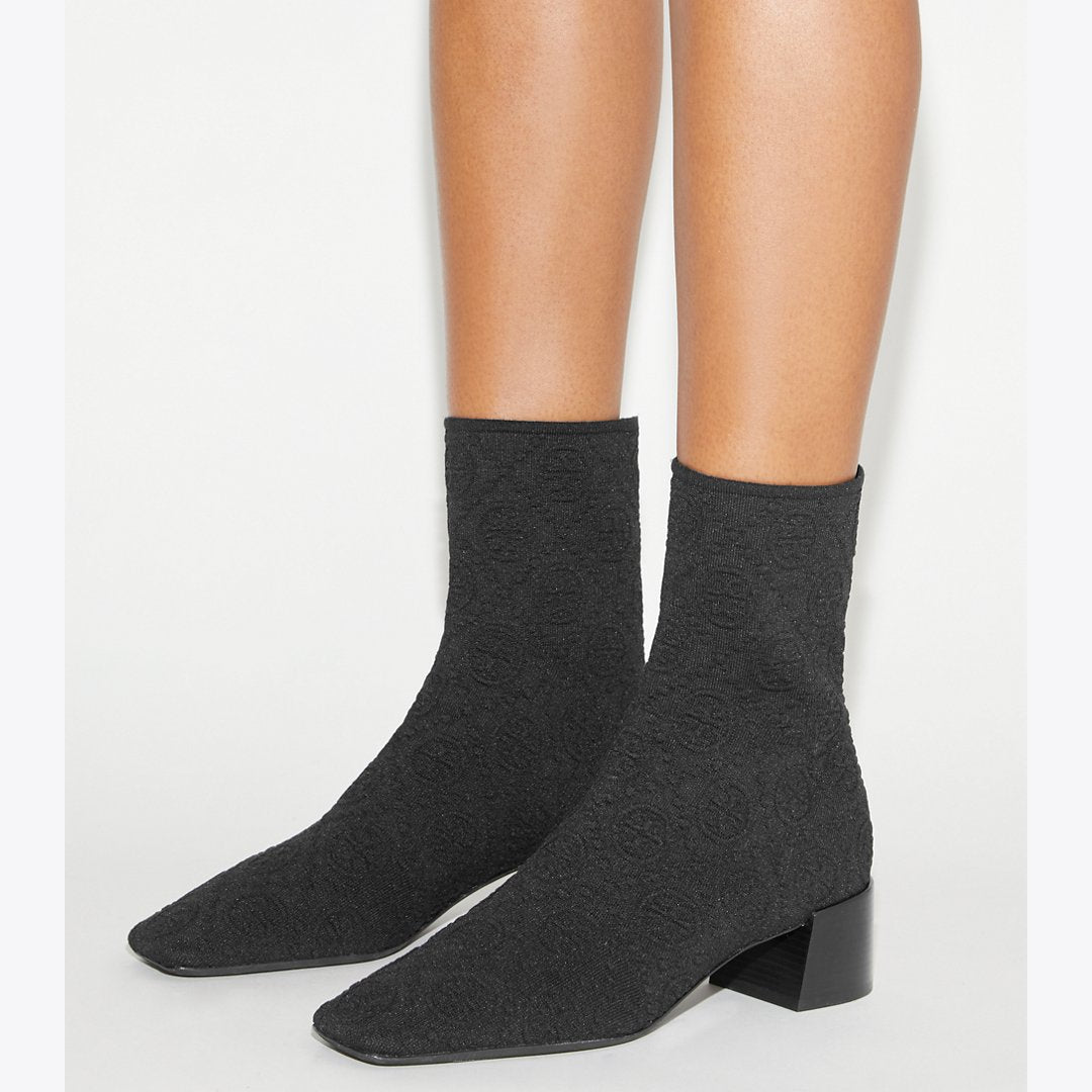 Tory Burch T Monogram Stretch Ankle Boot PERFECT BLACK