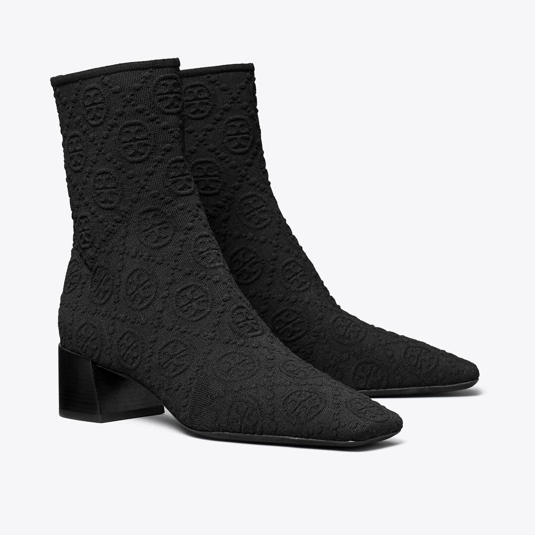 Tory Burch T Monogram Stretch Ankle Boot PERFECT BLACK