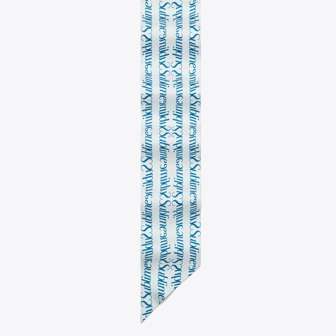 Tory Burch T Monogram Sublime Ribbon Tie Blue