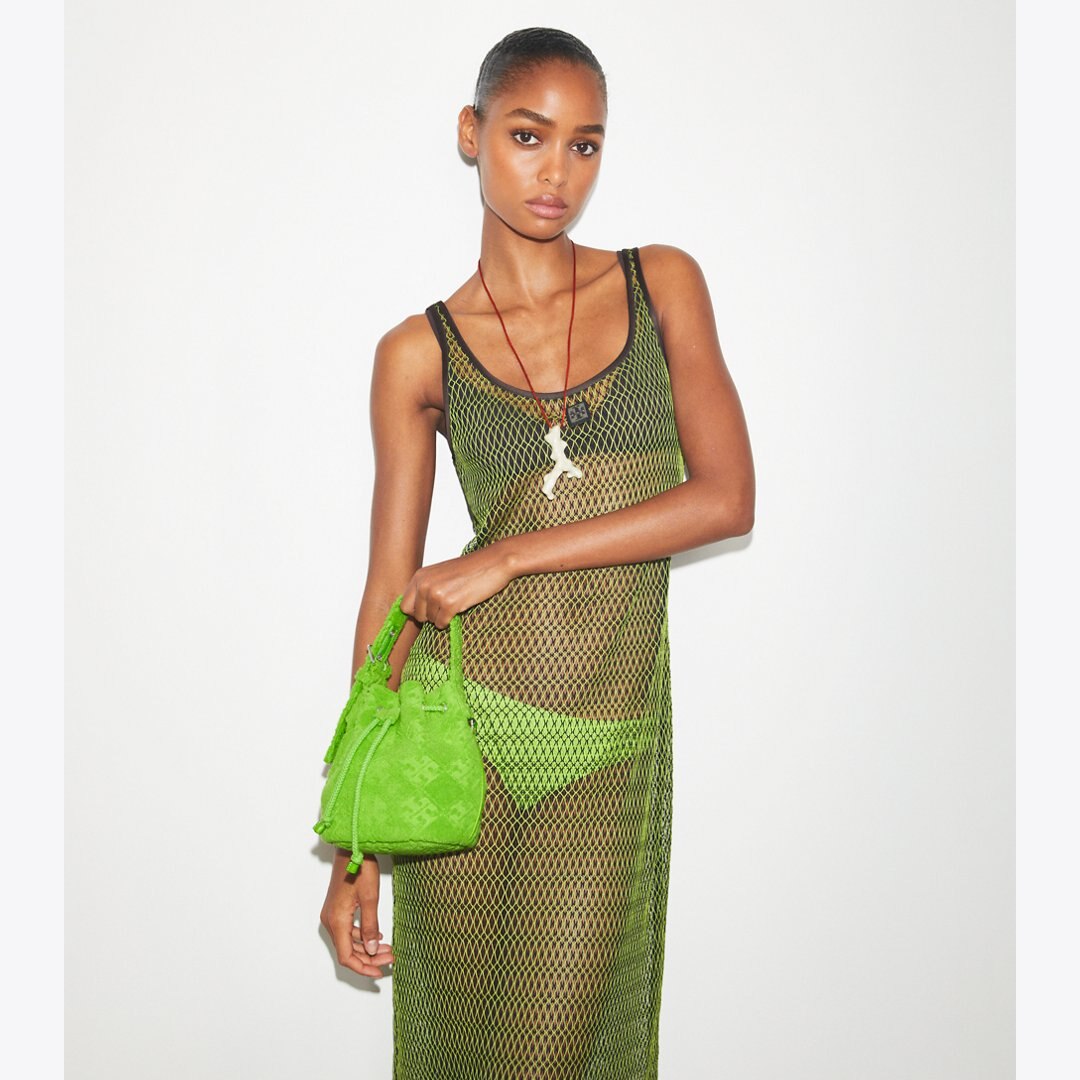 Tory Burch T Monogram Terry Mini Bucket Bag Bright Fern