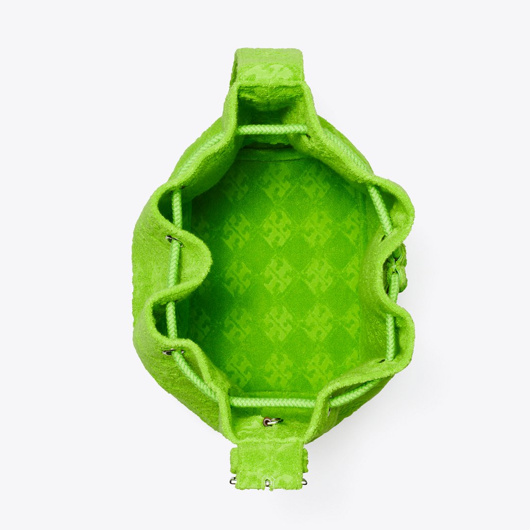 Tory Burch T Monogram Terry Oversized Bucket Bag Bright Fern