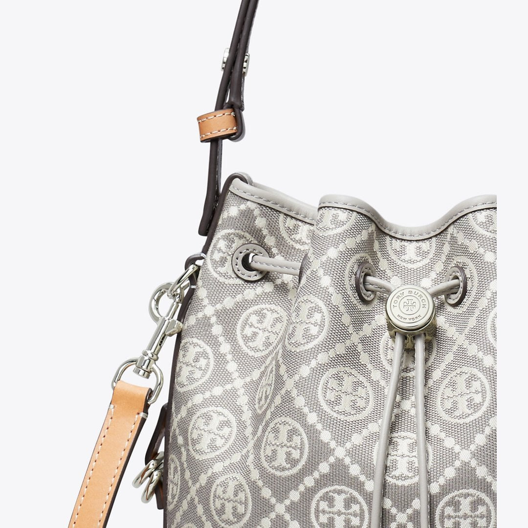 Tory Burch T Monogram Utility Bucket Bag Gray