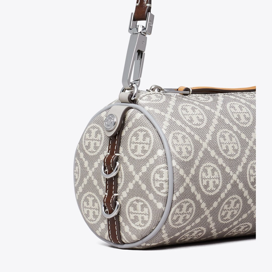 Tory Burch T Monogram Utility Cylinder Bag Gray