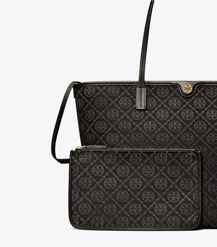 T Monogram Zip Tote Black Black