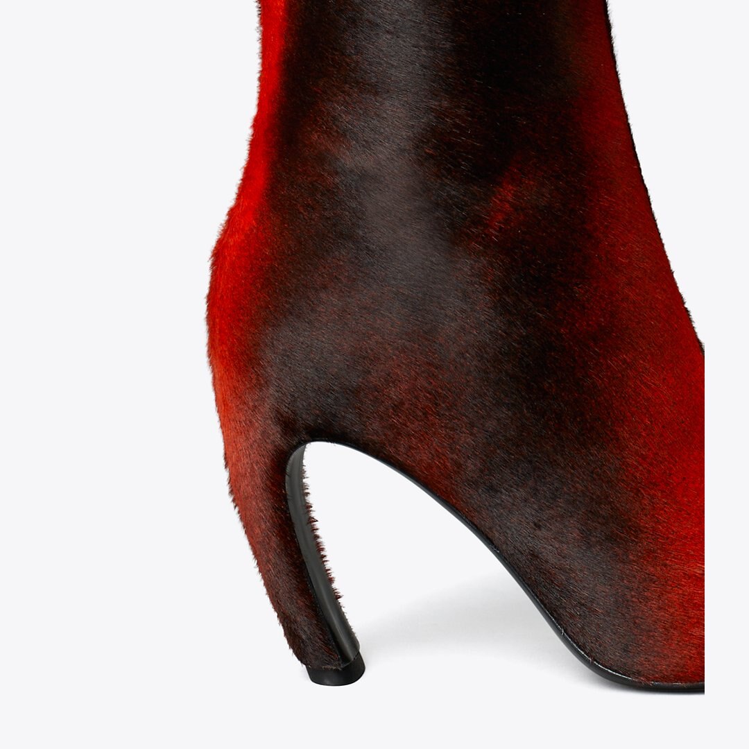 Tory Burch Tall Printed Calf Hair Boot BURNT RED