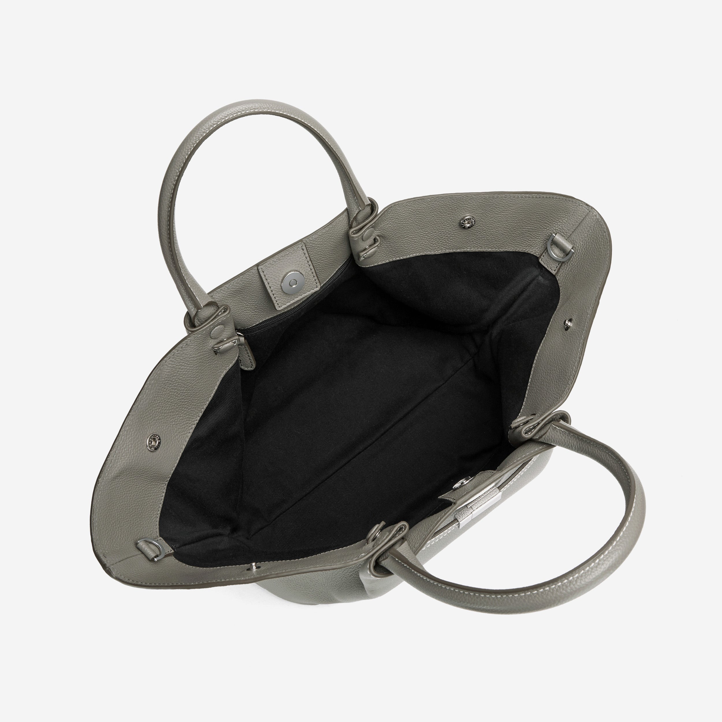 DeMellier The Midi New York stone grey small grain ecru stitching