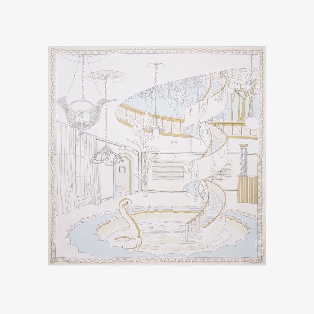 Tory Burch The Pool Silk Square Scarf The Pool Beige