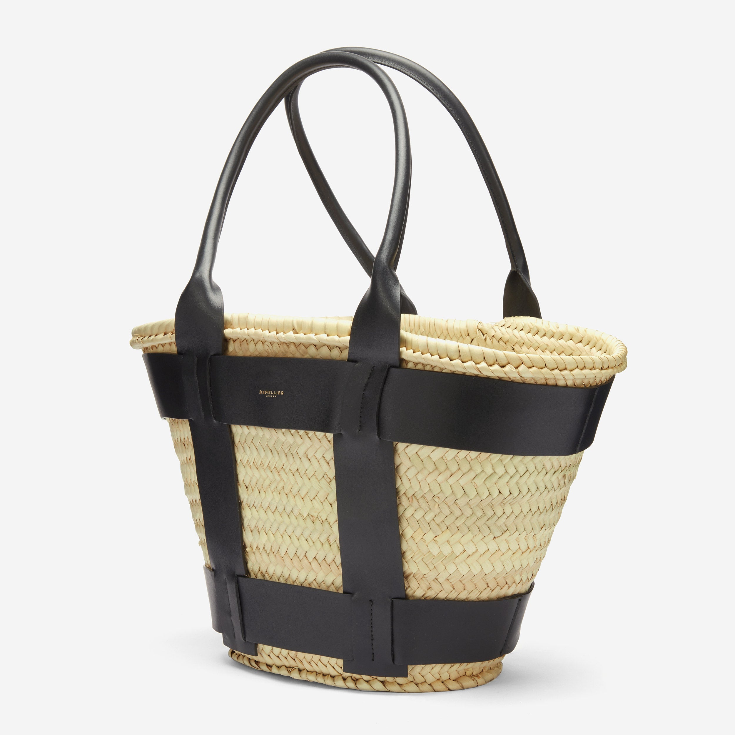DeMellier The Santorini natural basket black smooth