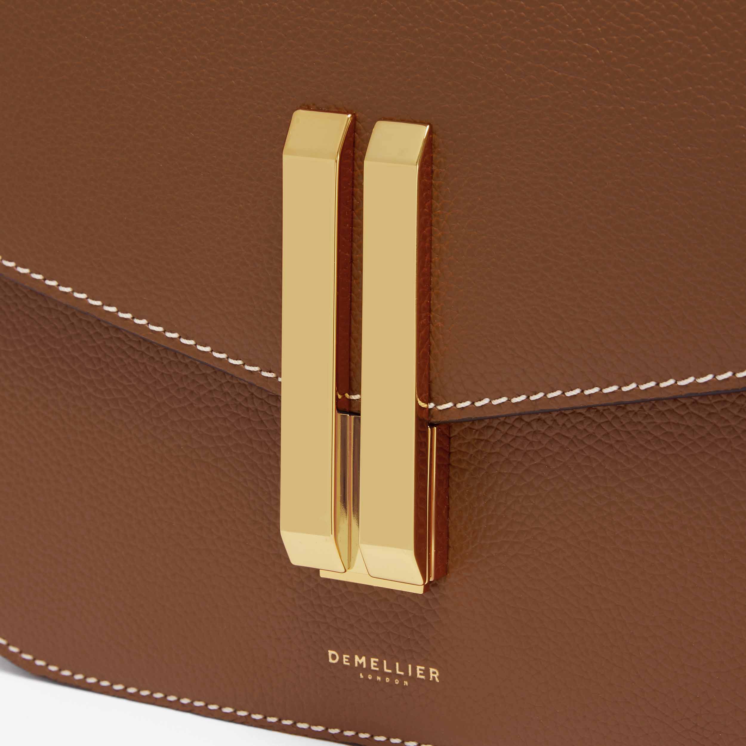 DeMellier The Vancouver tan small grain ecru stitching