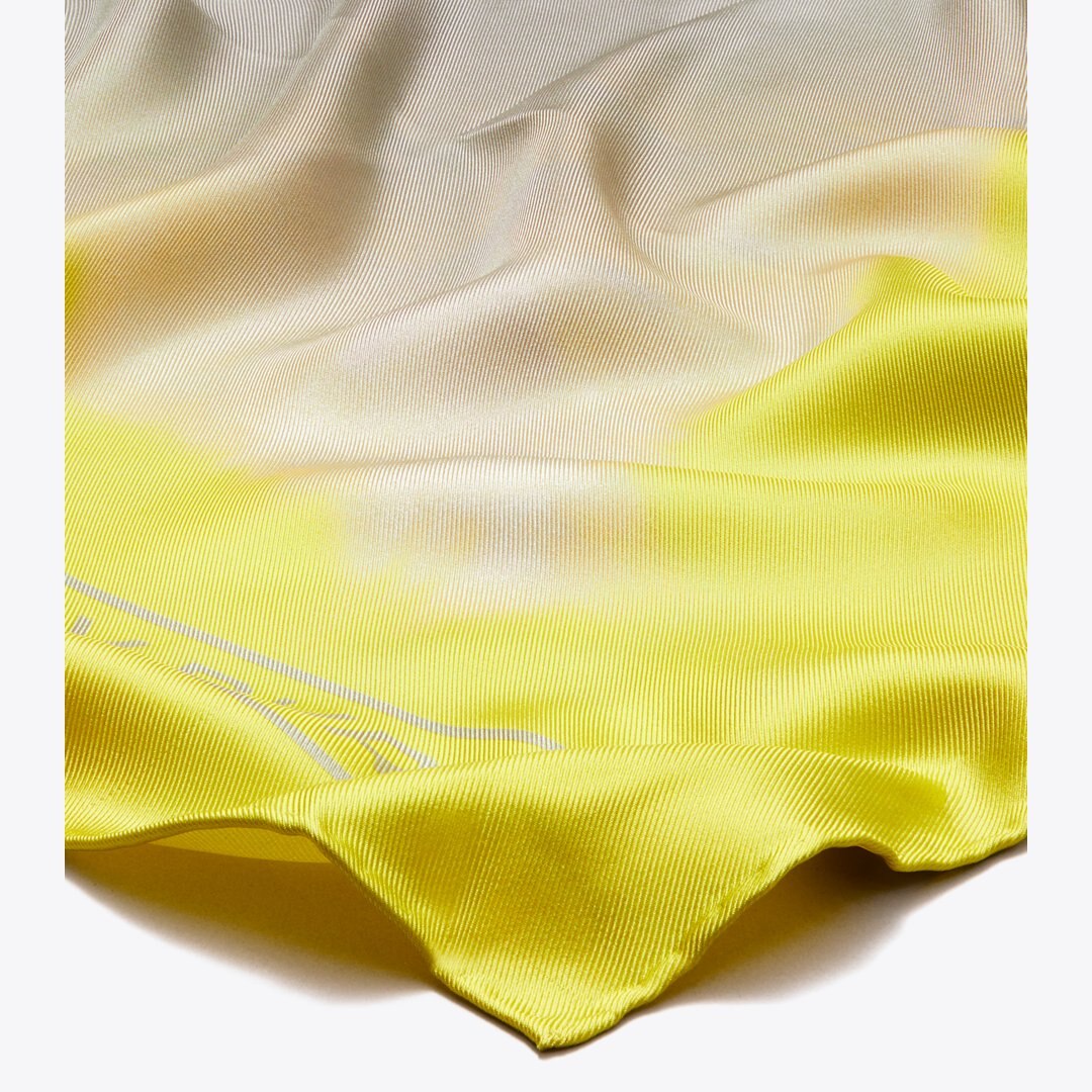 Tory Burch Tie-Dye Silk Square Scarf Khaki / Yellow
