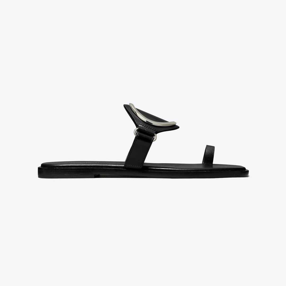 Tory Burch Toe Ring Sandal PERFECT BLACK / SILVER