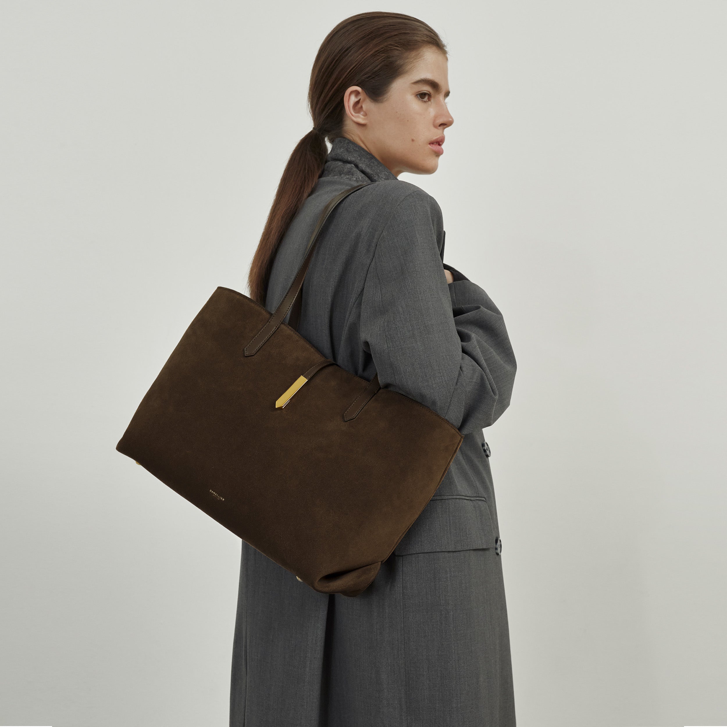 DeMellier The Tokyo Tote burgundy suede & burgundy smooth
