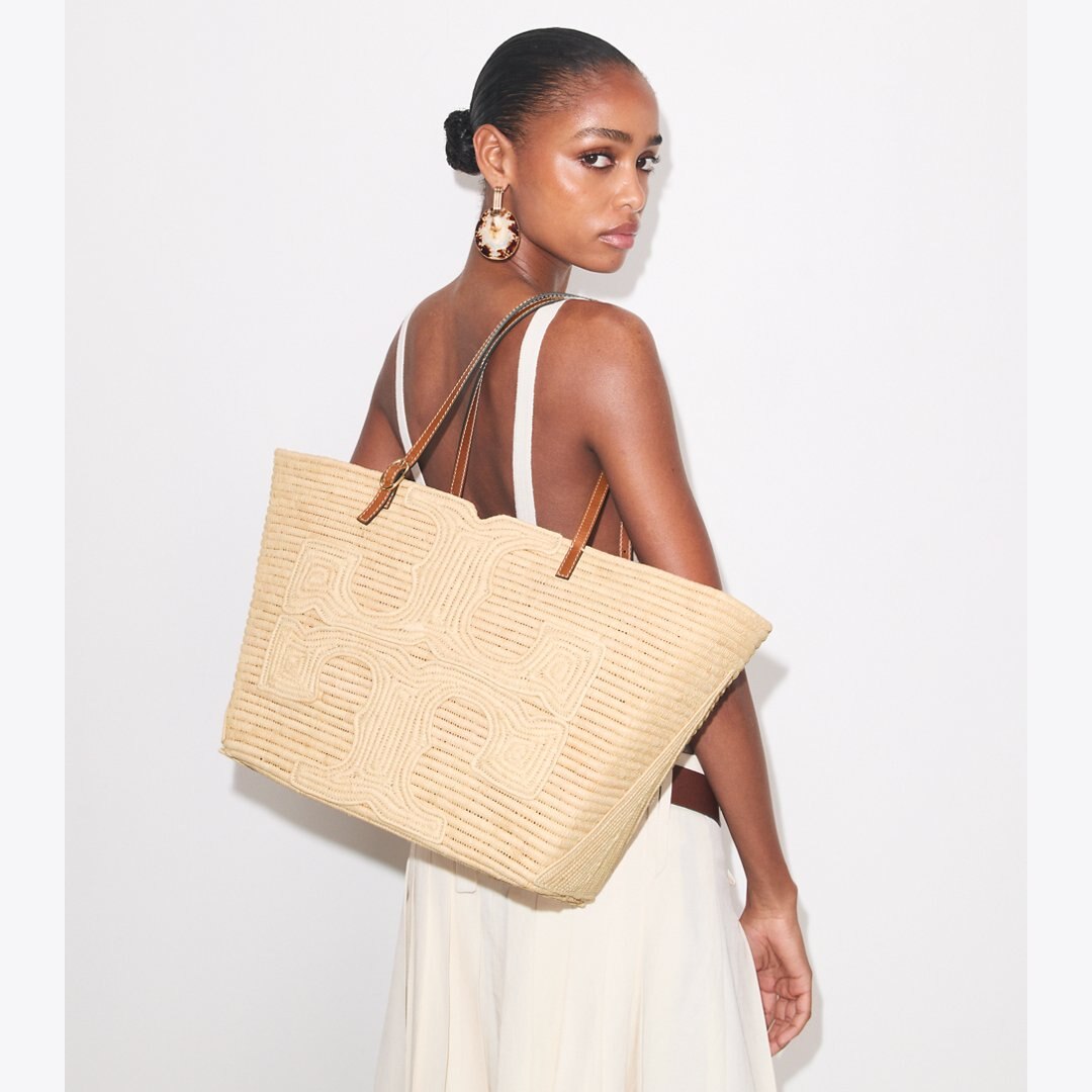 Tory Burch Tory Burch x Doum for Women Large Ella Raffia Tote Natural