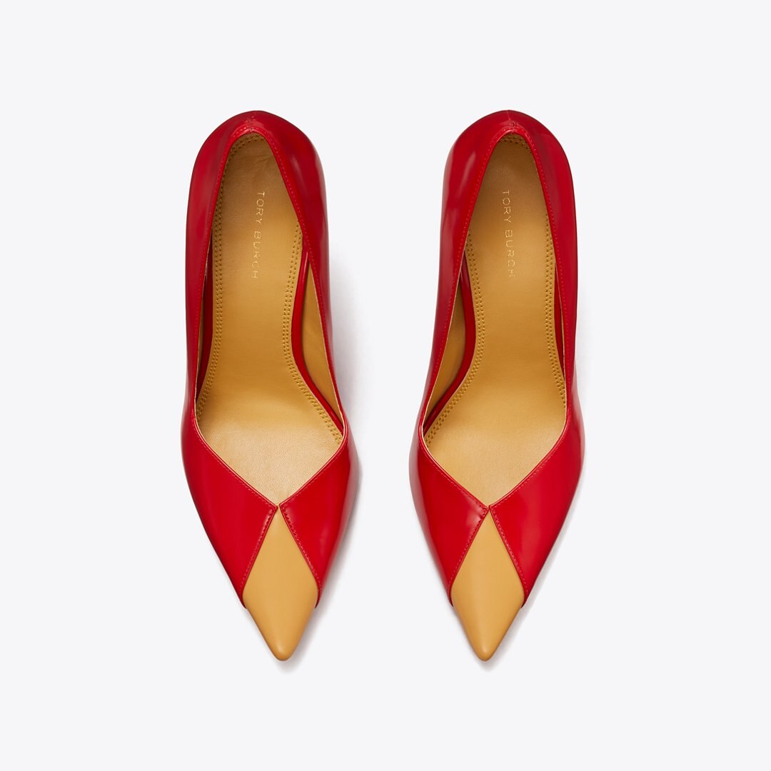 Tory Burch Triangle Pump TRIPLE RED / SAND BUFF