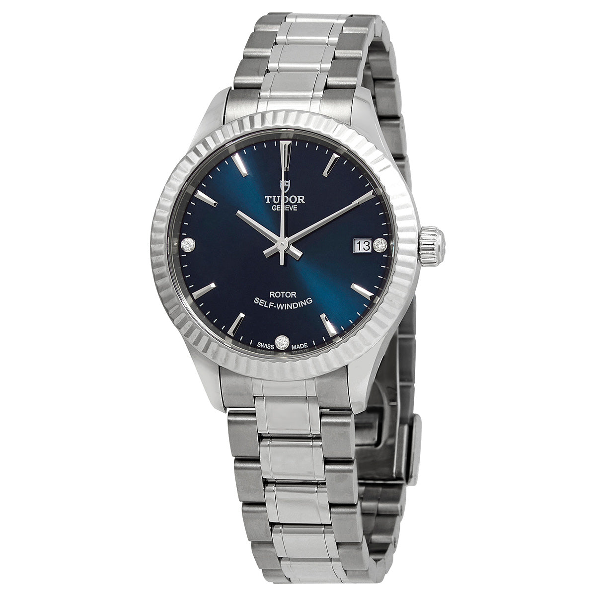 Tudor Automatic Blue With 3 Diamonds Dial Women's Watch