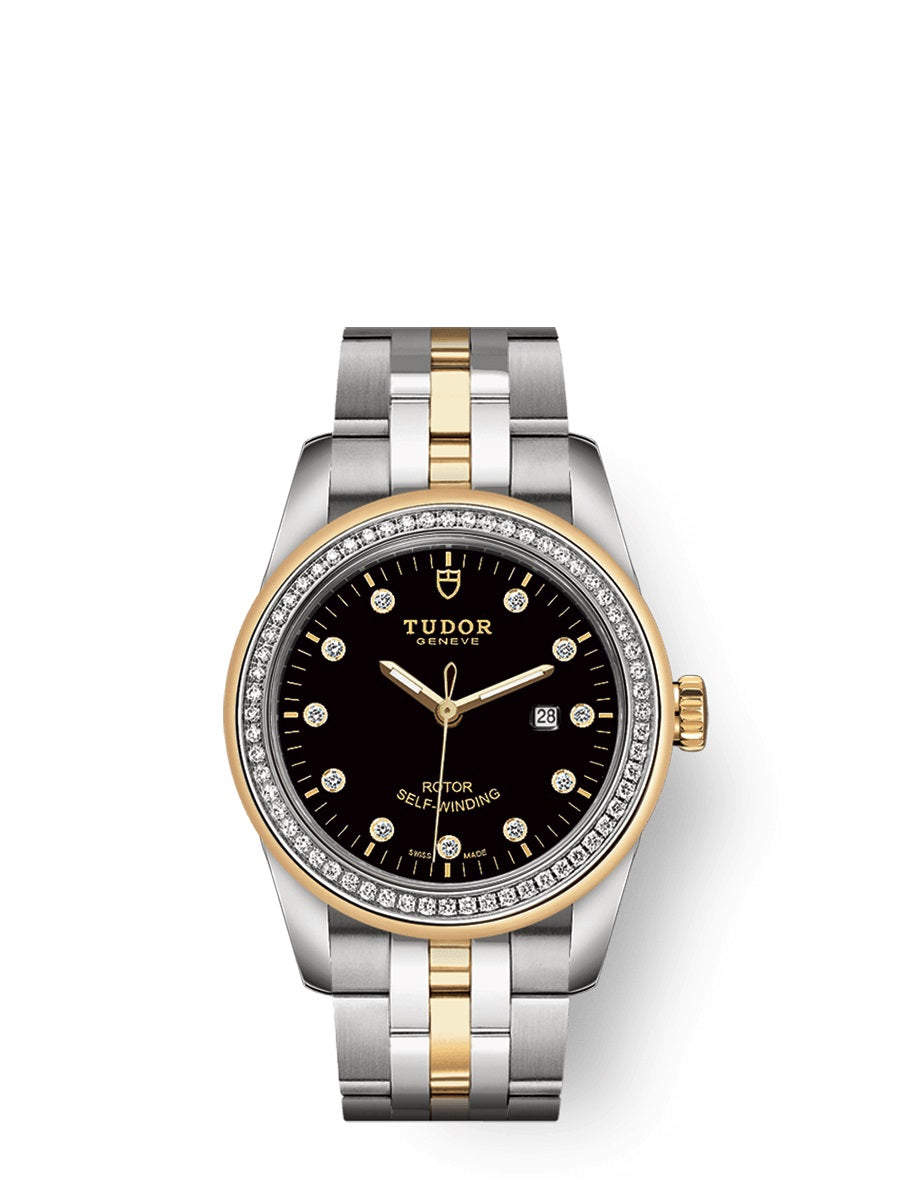 Tudor Glamour Date Automatic Diamond Black Dial Women's Watch