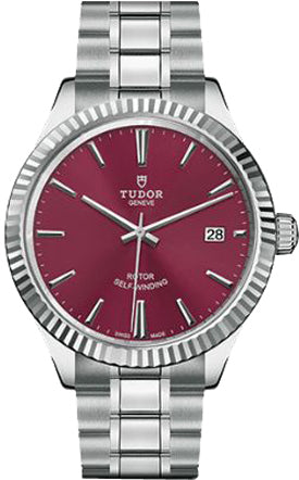 Tudor Style Automatic Burgundy Dial Mens Watch