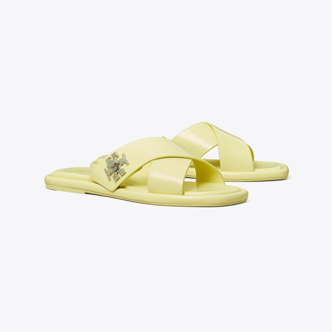 Tory Burch Turnlock Cross-Band Slide Frozen Zest