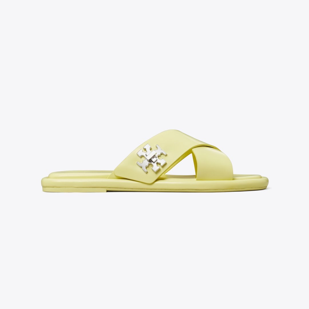 Tory Burch Turnlock Cross-Band Slide Frozen Zest