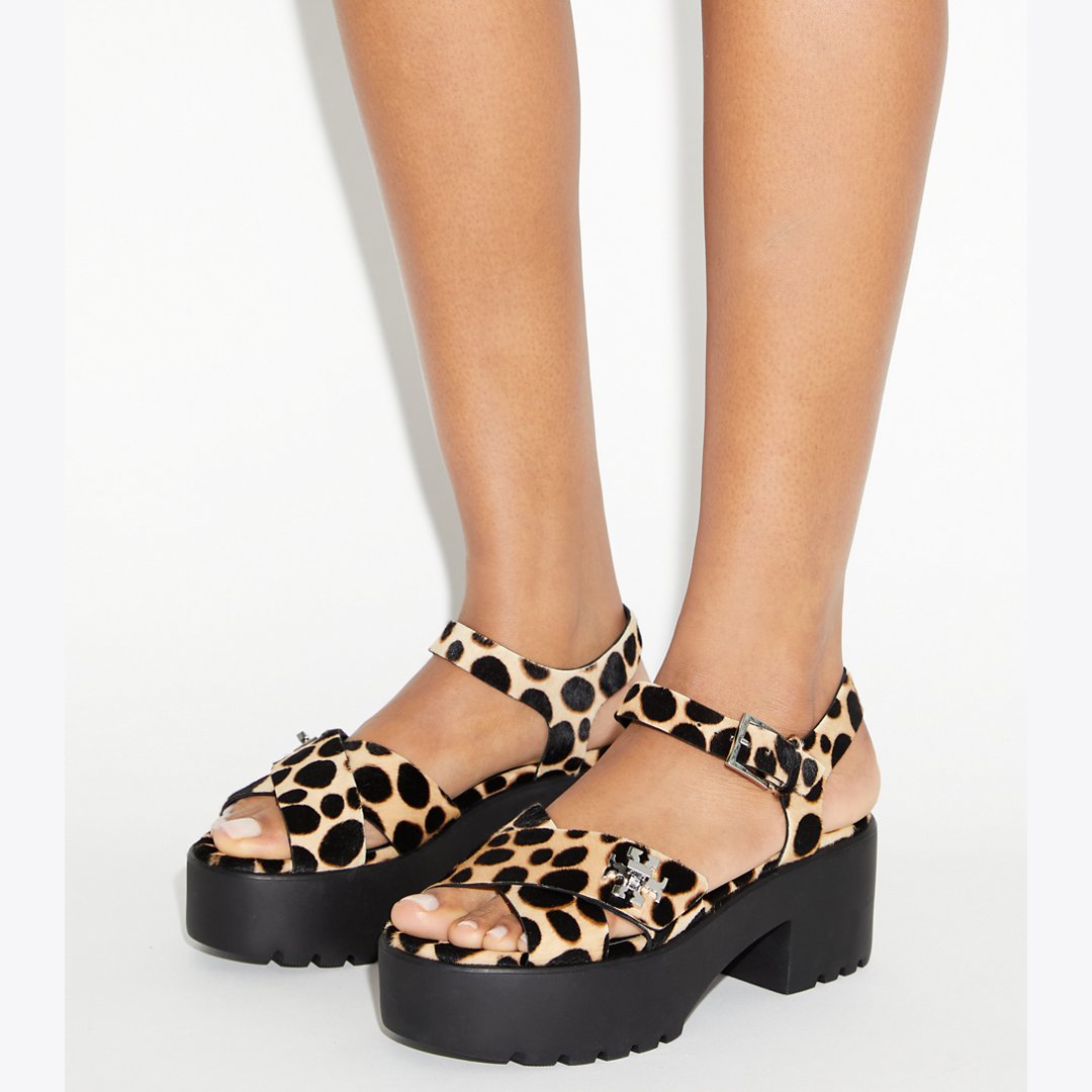 Tory Burch Turnlock Platform Lug Heeled Sandal TRENCH / PERFECT BLACK