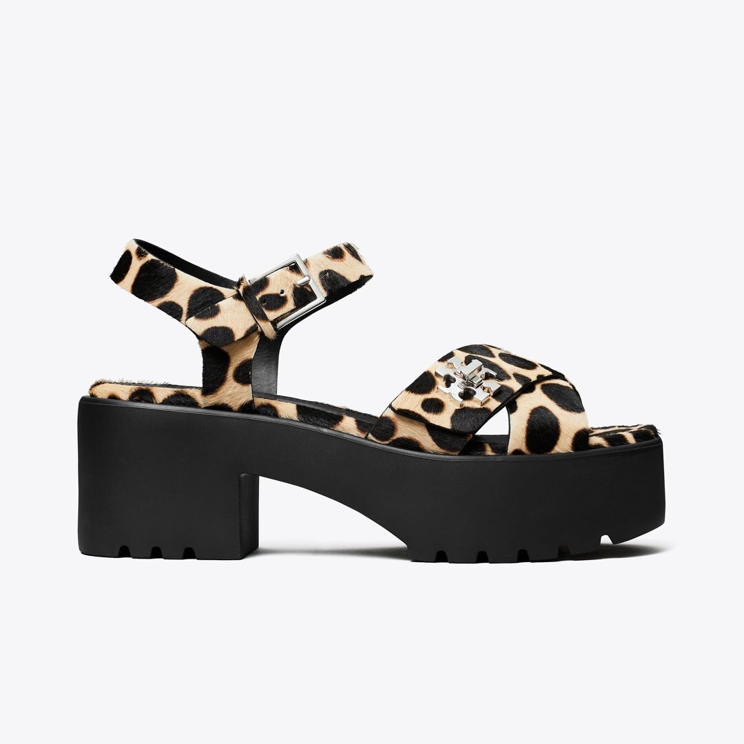 Tory Burch Turnlock Platform Lug Heeled Sandal TRENCH / PERFECT BLACK