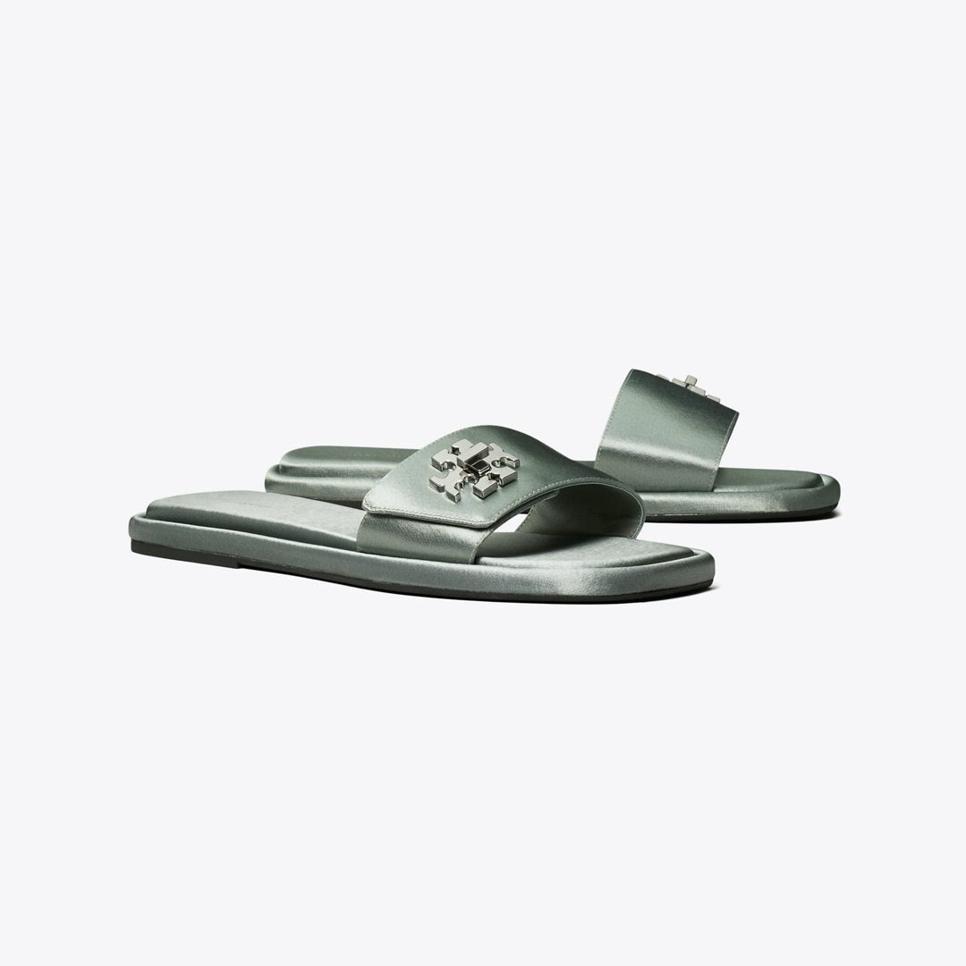 Tory Burch Turnlock Slide VINTAGE STEEL BLUE