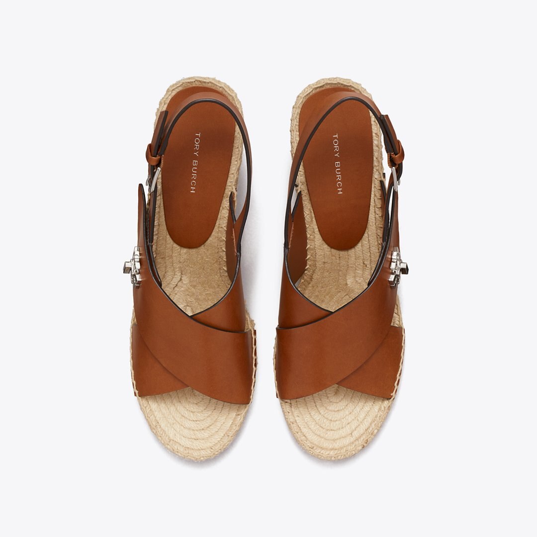 Tory Burch Turnlock Wedge Espadrille CLASSIC CUOIO