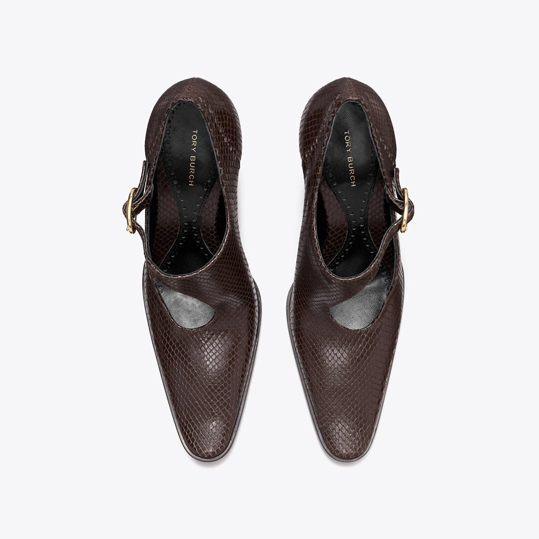 Tory Burch Twisted Heel Monk Strap CHOCOLATE