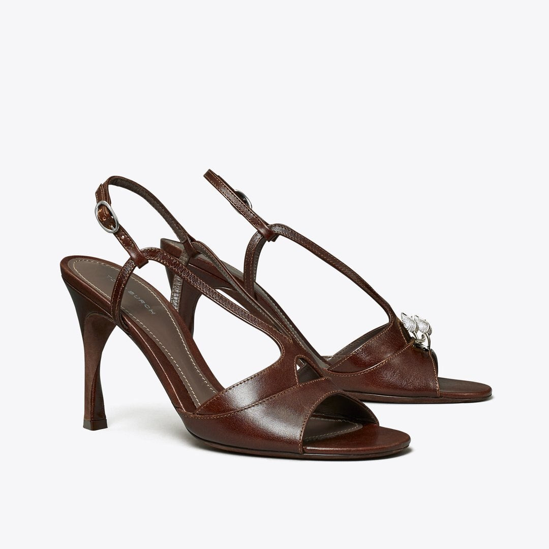 Tory Burch Twisted Heel Sandal BARK BROWN