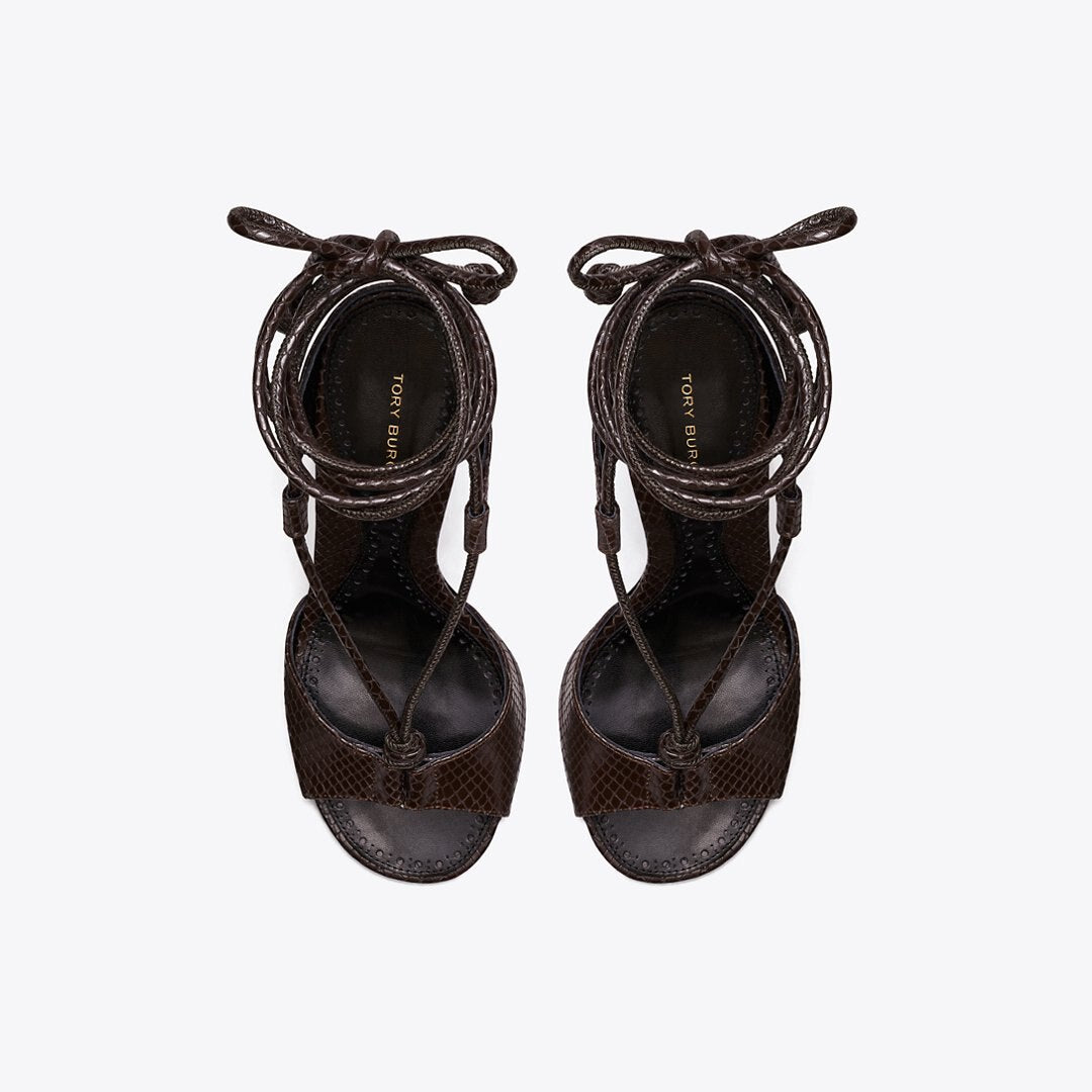 Tory Burch Twisted Heel Sandal CHOCOLATE