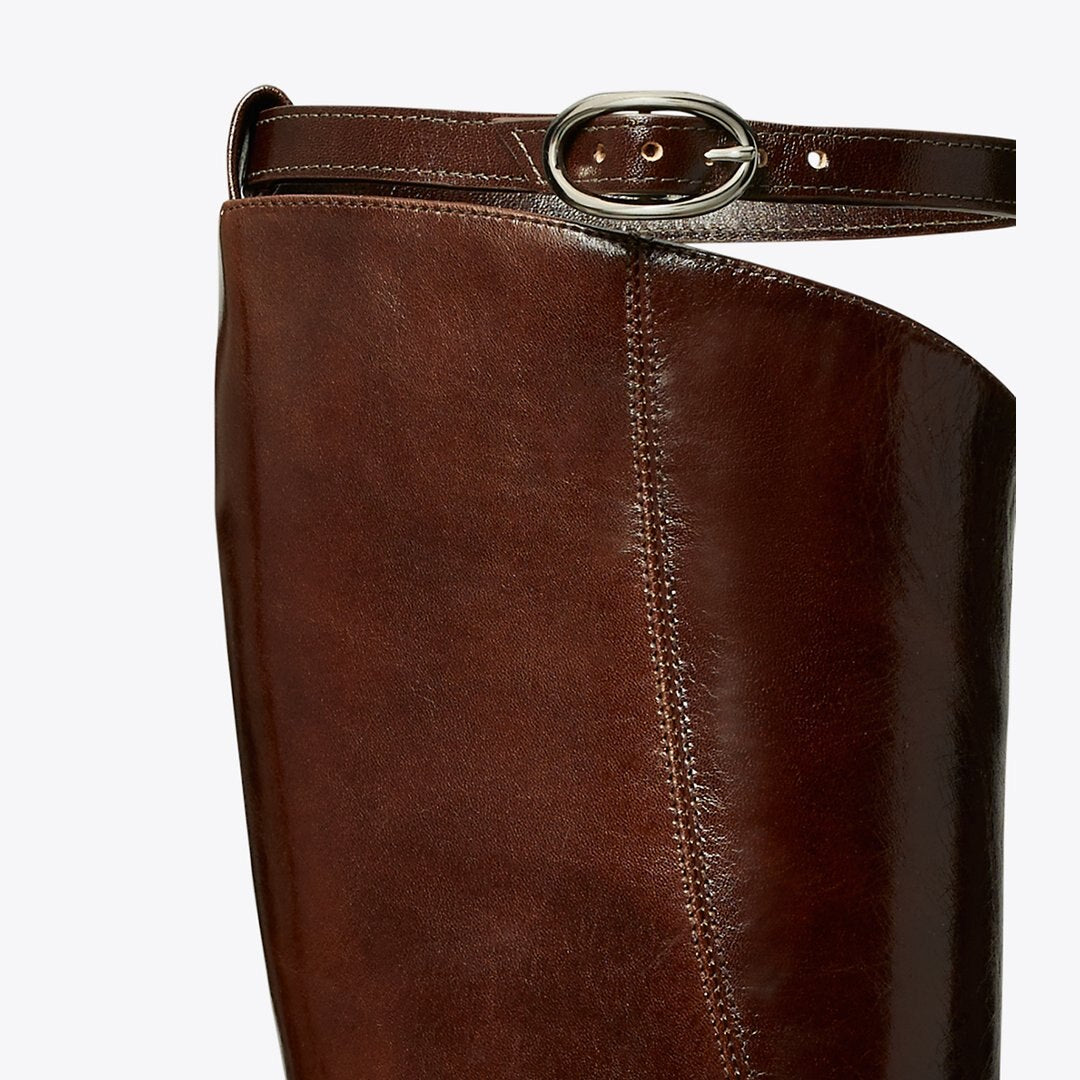 Tory Burch Twisted Riding Boot BARK BROWN