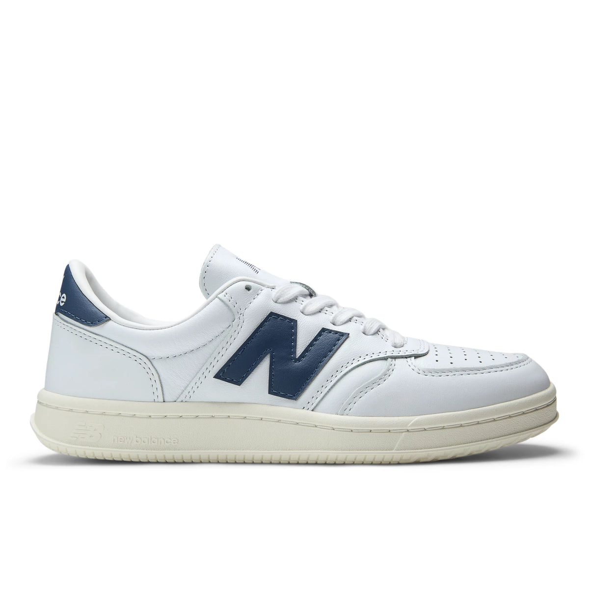 New Balance T500 White with Vintage Indigo