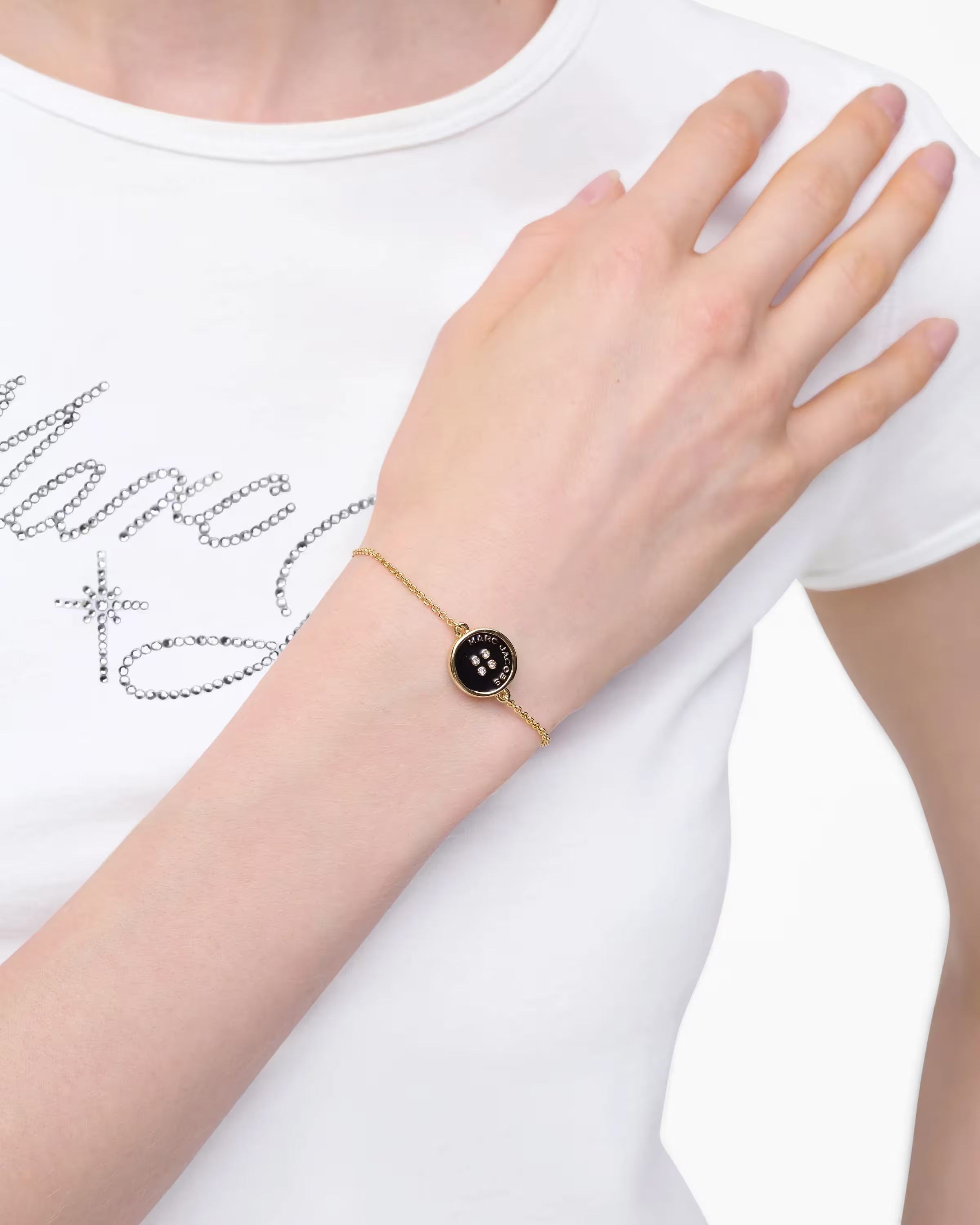 Marc Jacobs The Button Chain Bracelet Gold/Black