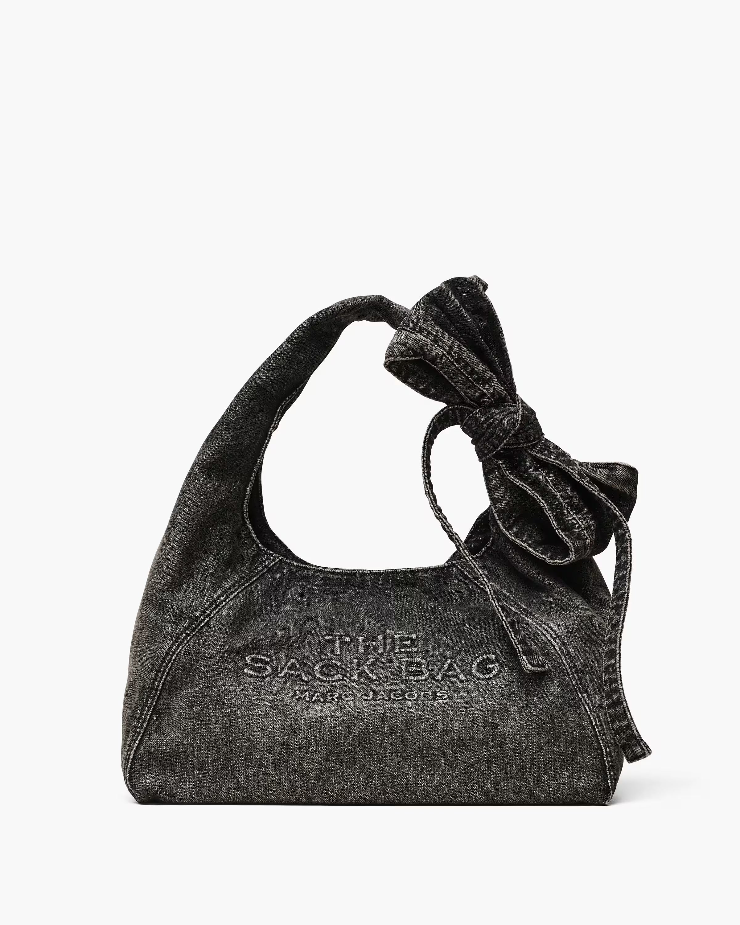 Marc Jacobs The Bow Denim Sack Bag Black Wash