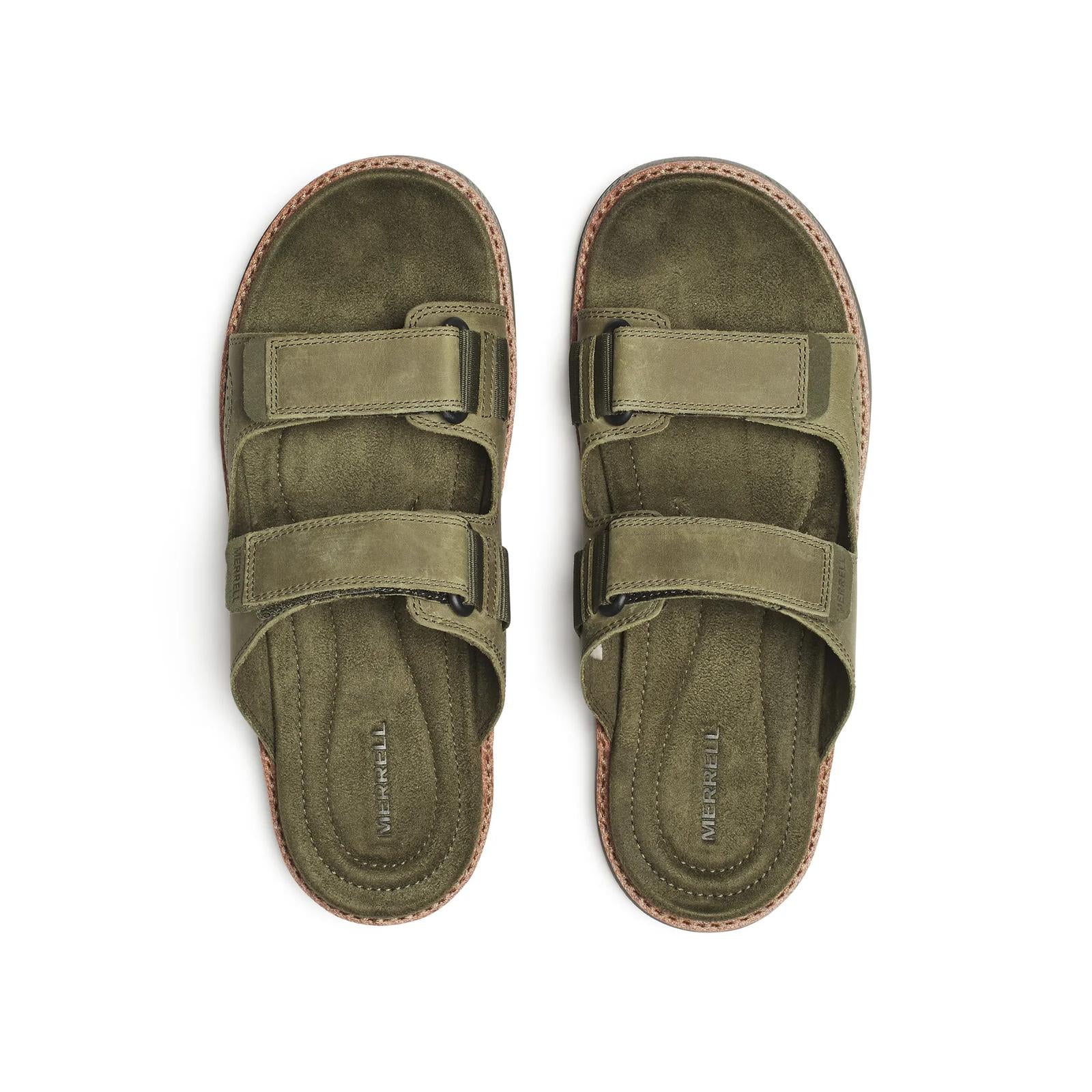 Merrell Men's Cove Leather Slide Dark Moss