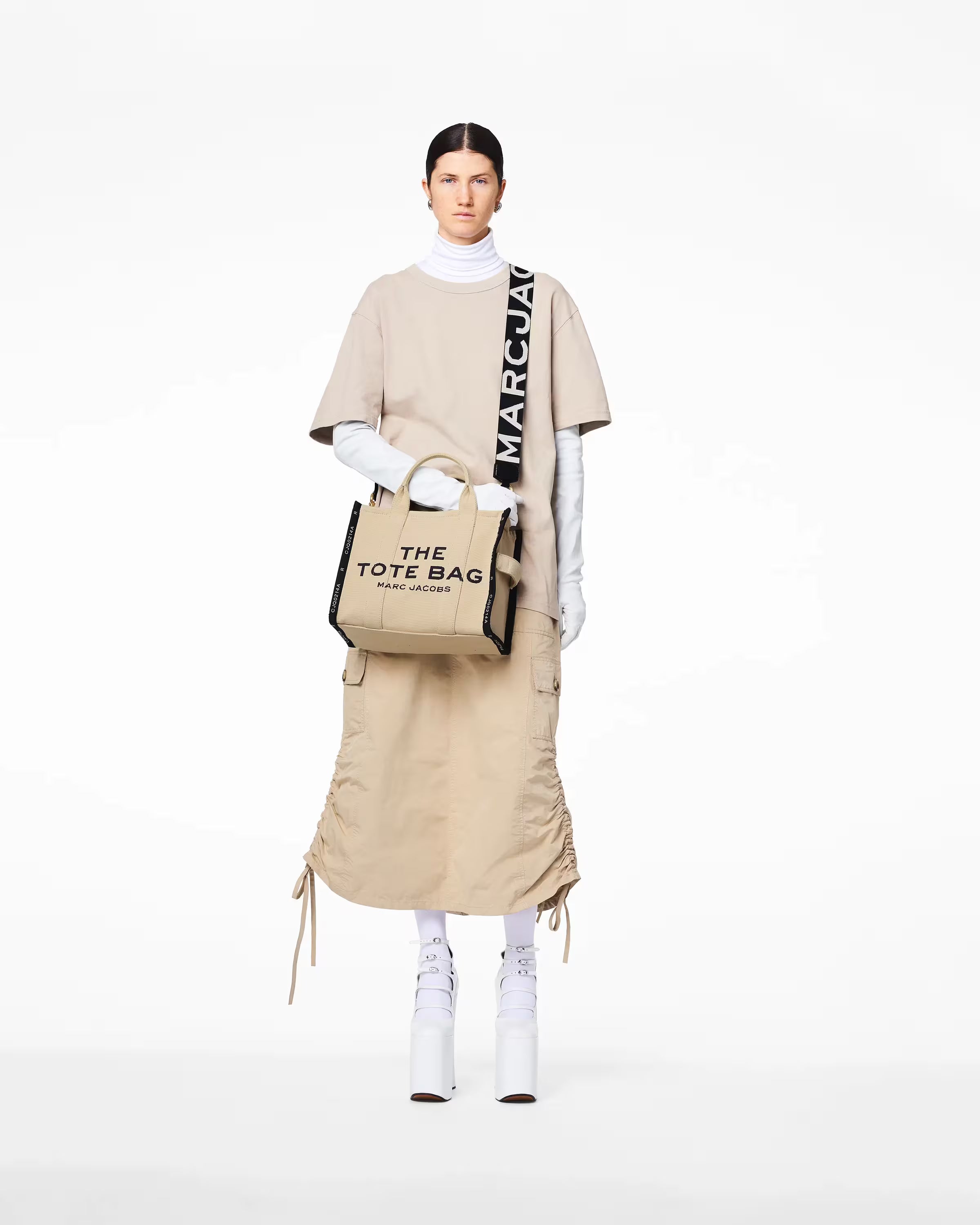 Marc Jacobs The Thin Outline Logo Webbing Strap Rose Multi